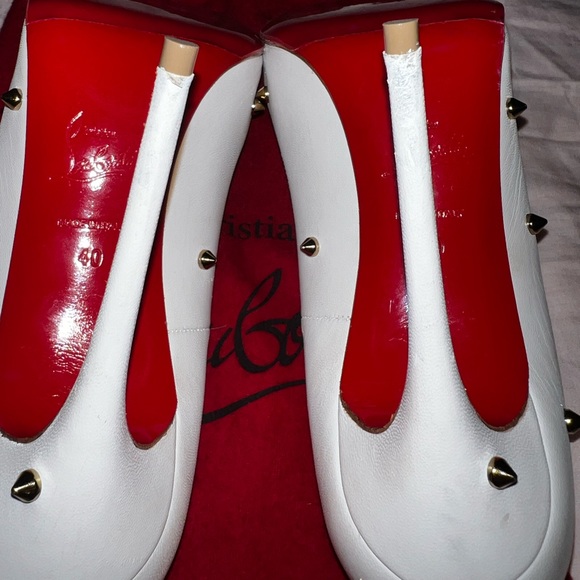 Christian Louboutin White Leather Degraspike Embellished Spiked Stiletto Heel 40 - Picture 9 of 12